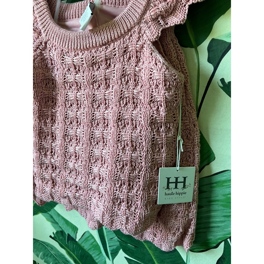 Haute Hippie Crochet Skirt Set Kids Size 12 Pink NWT - Picture 2 of 6